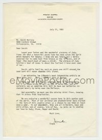 9r102 FRANK CAPRA signed letter 1980 to film critic David Mallery, one friend to another!