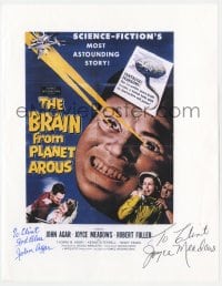 9r138 BRAIN FROM PLANET AROUS signed 9x11 color print 1957 by BOTH John Agar AND Joyce Meadows!