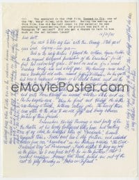 9r103 HENRY BRANDON handwritten letter 1988 telling an author about Boris Karloff's stage work!
