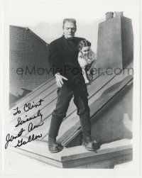 9r890 JANET ANN GALLOW signed 8x10 REPRO photo 1980s she's carried by the Frankenstein monster!