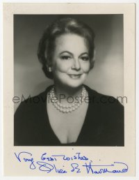 9r656 OLIVIA DE HAVILLAND signed 4x5 photo 1980s head & shoulders portrait later in her career!