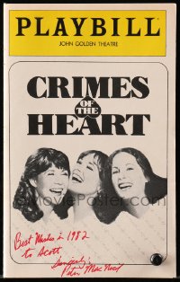 9r165 PETER MACNICOL signed playbill 1982 when he was in Crimes of the Heart on Broadway!