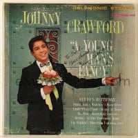 9r037 JOHNNY CRAWFORD signed record 1962 his album A Young Man's Fancy!