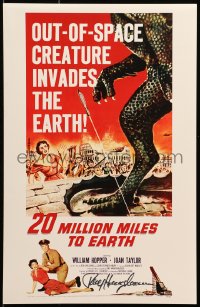 9r094 RAY HARRYHAUSEN signed 11x17 REPRO poster 2009 3-sheet image for 20 Million Miles to Earth!