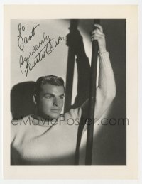 9r187 BUSTER CRABBE signed 5x6 cut book page 1980s youthful c/u of the Olympic swimmer/actor!