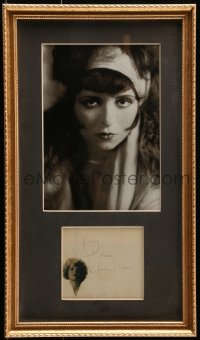 9r002 CLARA BOW signed 4x5 cut album page in 11x19 framed display 1930s ready to hang on the wall!