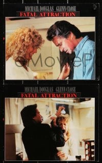 9s037 FATAL ATTRACTION 8 color English FOH LCs 1987 Michael Douglas, Glenn Close, a terrifying love story!