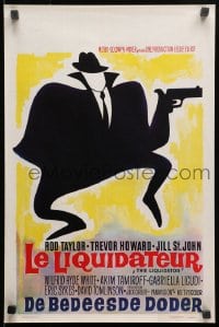 9t563 LIQUIDATOR Belgian 1966 cool completely different artwork of spy with gun!