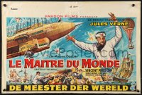 9t569 MASTER OF THE WORLD Belgian 1961 Jules Verne, Vincent Price, art of enormous flying machine!