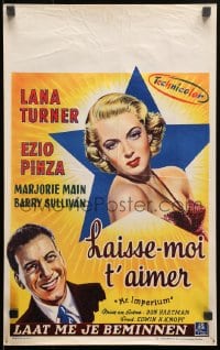 9t573 MR. IMPERIUM Belgian 1951 different art of super sexy Lana Turner & singer Ezio Pinza!