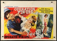 9t578 OPERATION DAMES Belgian 1959 art of sexy Eve Meyer, Russ' wife, girls trapped behind enemy lines!