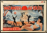 9t596 SUN LOVERS' HOLIDAY Belgian 1960 a retreat to nature in a secluded paradise, girls on beach!