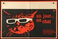 9t611 WHEN THE CAT COMES Belgian 1963 cat wears glasses to block its special powers!