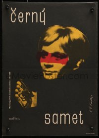 9t084 BLACK VELVET Czech 12x17 1964 Heinz Thiel's Schwarzer Samt, wild art of masked woman!