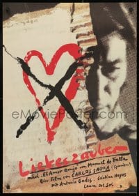 9t474 LOVE THE MAGICIAN East German 23x32 1988 Carlos Saura, heart crossed out and sad person!