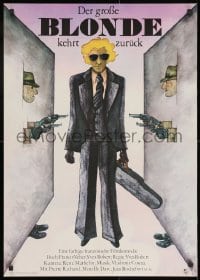 9t503 TALL BLOND MAN WITH ONE BLACK SHOE style B East German 23x32 1972 wacky different artwork!