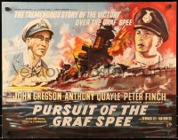 9t110 PURSUIT OF THE GRAF SPEE English 1/2sh 1957 Powell & Pressburger's Battle of the River Plate!