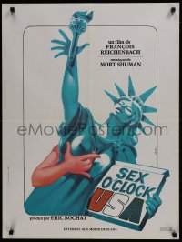 9t224 SEX O'CLOCK USA French 24x32 1976 artwork of sexy Statue of Liberty by Michel Landi!