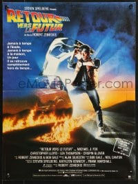 9t233 BACK TO THE FUTURE French 15x21 1985 art of Michael J. Fox & Delorean by Drew Struzan!