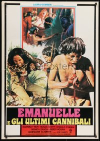 9t832 EMANUELLE & THE LAST CANNIBALS Italian 1sh 1977 Joe D'Amato, sexy art of naked Laura Gemser!