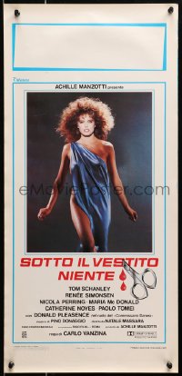 9t976 NOTHING UNDERNEATH Italian locandina 1985 sexy woman & scissors in bleeding title!