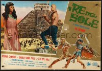 9t911 KINGS OF THE SUN Italian 18x27 pbusta 1963 art of Yul Brynner with spear fighting Chakiris!