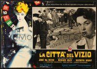 9t917 PHENIX CITY STORY Italian 19x27 pbusta R1963 classic noir, gambling art by Casaro!
