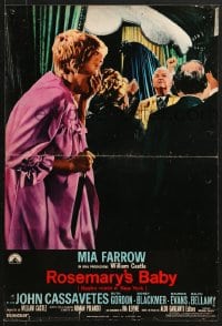 9t918 ROSEMARY'S BABY Italian 18x27 pbusta 1968 Roman Polanski, Mia Farrow w/knife & Satanic cult!