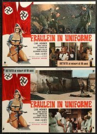 9t881 SHE DEVILS OF THE SS group of 4 Italian 18x27 pbustas 1976 Nazis, Frauleins in Uniform!