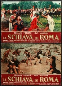 9t840 SLAVE OF ROME group of 10 Italian 19x27 pbustas 1961 Podesta, sword & sandal gladiators!