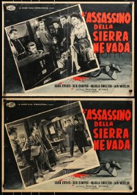 9t882 STRANGE ADVENTURE group of 4 Italian 19x27 pbustas 1957 captives of a killer in High Sierras!
