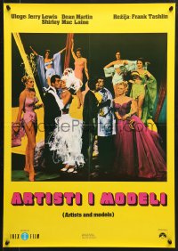9t255 ARTISTS & MODELS Yugoslavian 19x27 1977 Dean Martin & Jerry Lewis, sexy Eva Gabor!