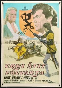 9t260 BLACK SHIELD OF FALWORTH Yugoslavian 20x28 1954 different art of Tony Curtis & Janet Leigh!