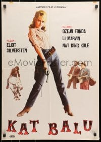 9t264 CAT BALLOU Yugoslavian 20x28 1965 classic sexy cowgirl Jane Fonda, Lee Marvin, great image!