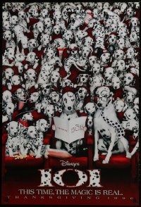 9w500 101 DALMATIANS teaser DS 1sh 1996 Walt Disney live action, wacky image of dogs in theater!