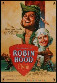 9w190 ADVENTURES OF ROBIN HOOD 27x40 video poster R2003 Flynn & Olivia De Havilland by Rodriguez!