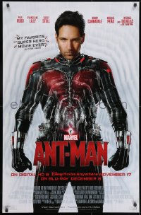9w192 ANT-MAN 26x40 video poster 2015 Paul Rudd in title role, Michael Douglas, Evangeline Lilly!