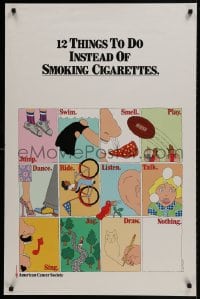 9w262 12 THINGS TO DO INSTEAD OF SMOKING CIGARETTES 25x38 special poster 1976 Seymour Chwast artwork!