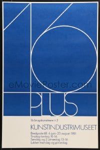 9w111 16 PLUS 19x28 Danish museum/art exhibition 1981 cool minimalist design over blue background!