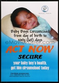 9w267 ACT NOW 17x24 Botswanan special poster 1990s secure your baby's health, get him circumcised!