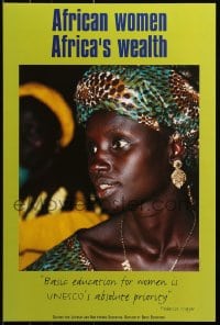 9w268 AFRICAN WOMEN AFRICA'S WEALTH 2-sided 16x24 African poster 1990s quote by Frederico Mayor!