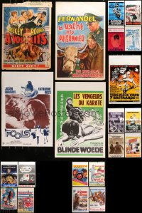 9x465 LOT OF 25 FORMERLY FOLDED BELGIAN POSTERS 1950s-1970s great images from a variety of movies!