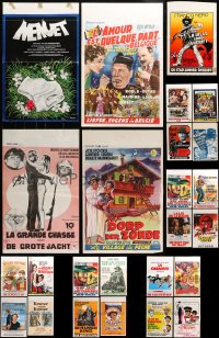 9x459 LOT OF 29 FORMERLY FOLDED BELGIAN POSTERS 1960s-1980s great images from a variety of movies!