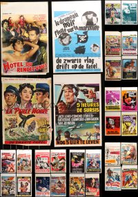 9x458 LOT OF 30 FORMERLY FOLDED BELGIAN POSTERS 1960s-1970s great images from a variety of movies!