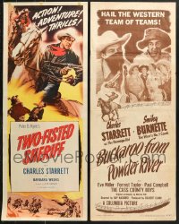 9x454 LOT OF 5 MOSTLY FORMERLY FOLDED WESTERN RE-RELEASE INSERTS R1940s-R1950s cool cowboy movies!
