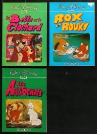 9x180 LOT OF 3 FRENCH WALT DISNEY SOFTCOVER BOOKS 1970s Lady & the Tramp, Aristocats, Fox & the Hound!
