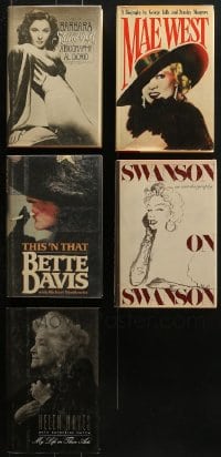 9x164 LOT OF 5 ACTRESS BIOGRAPHY HARDCOVER BOOKS 1980s-1990s Barbara Stanwyck, Mae West & more!