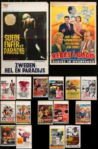 9x398 LOT OF 17 MOSTLY FORMERLY FOLDED BELGIAN POSTERS 1950s-1970s from a variety of movies!