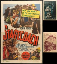 9x002 LOT OF 5 ONE-SHEETS GLUED TO BOARDS 1940s-1950s great titles in MUCH lesser condition!