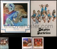 9x441 LOT OF 5 UNFOLDED FOOTBALL COMMERCIAL POSTERS 1970s-1980s cool NFL art & sexy cheerleaders!
